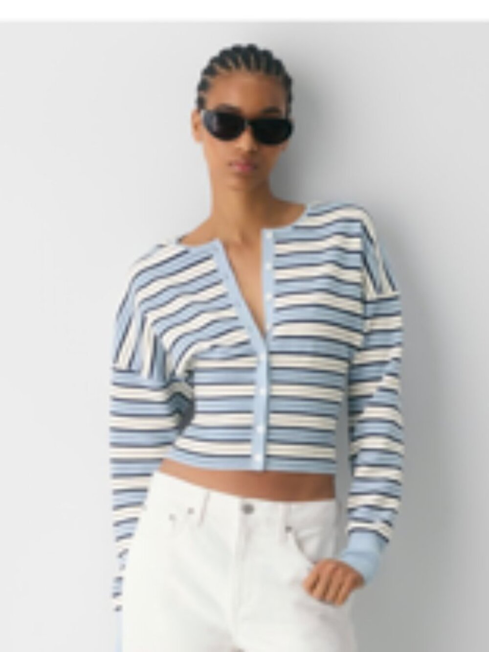 Aritzia Golightly Cardigan Blue Stripe Size Small